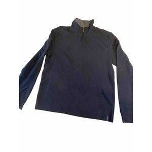Perry Ellis 1/4 Zip Waffle Textured Pullover Shirt  Medium Navy Blue